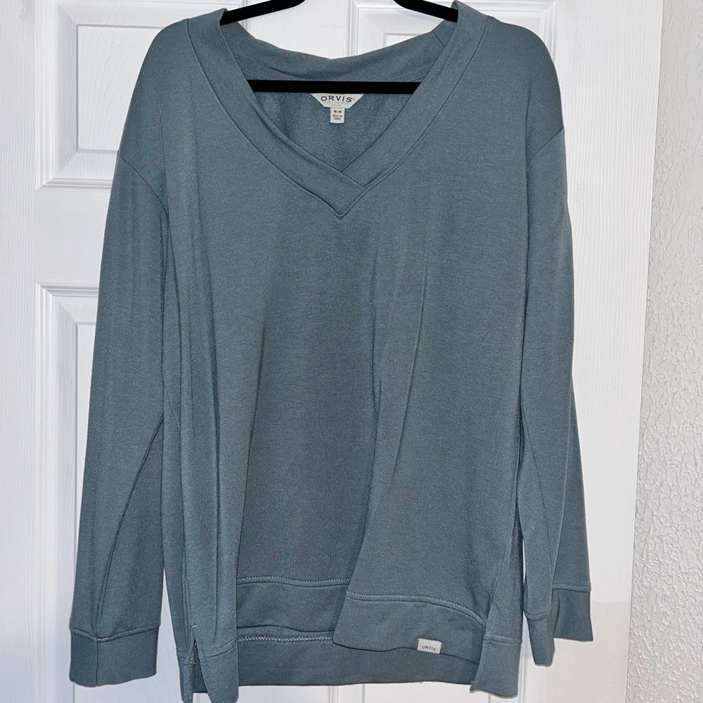 Orvis Steel Blue V-Neck Pullover